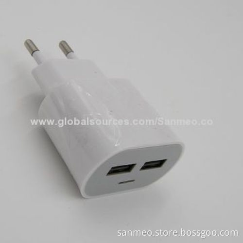 2 USB port travel charger, charges various digital devices, short-circuit protection and restorationNew